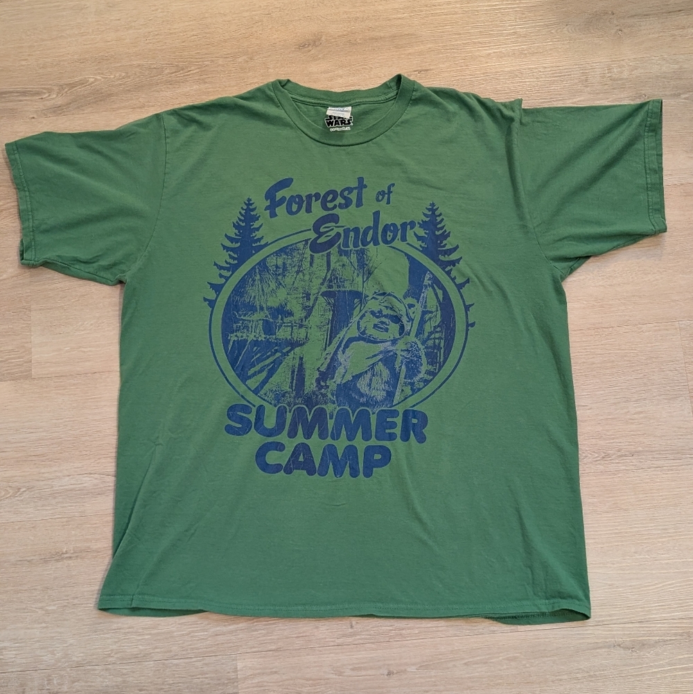 Star Wars Endor Forest Summer Camp T-Shirt Green Size XL